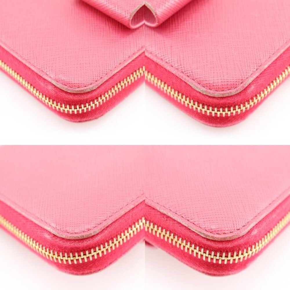 Prada Ribbon 1 Ml506 Saffiano Peonia Pink Long Wallet - Picture 5 of 10